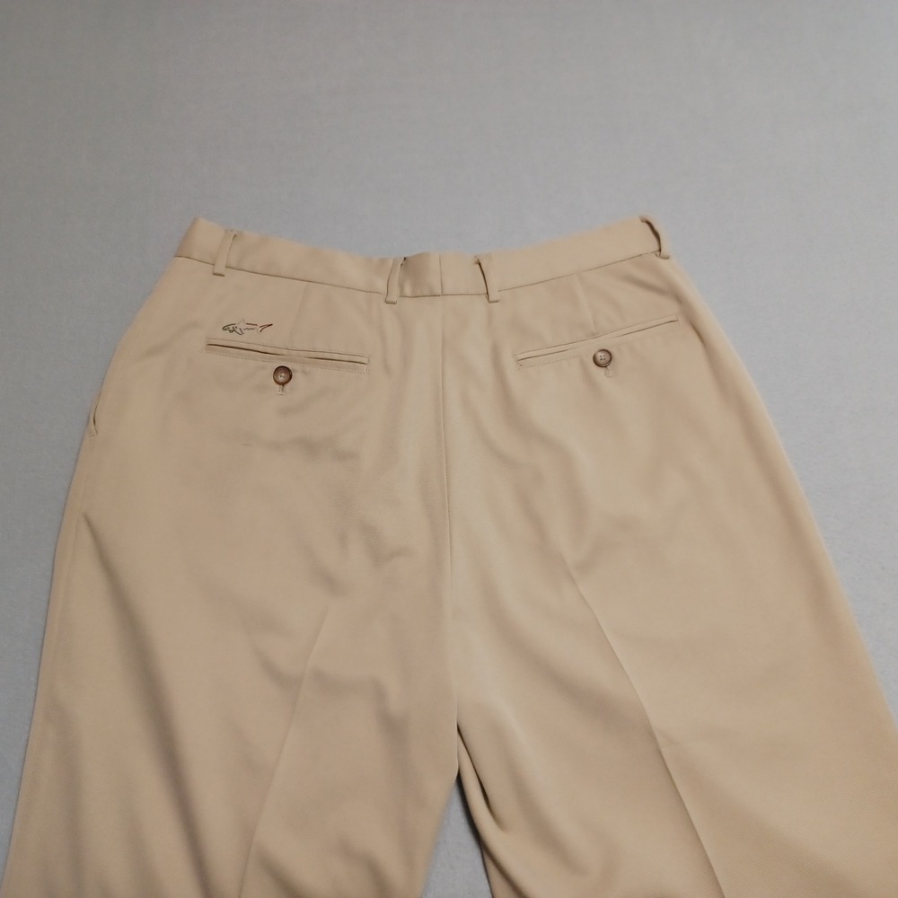 Greg Norman‎ Golf Pants Mens 34x30 Tan Microfiber Pleated Cuffed Slacks Altered